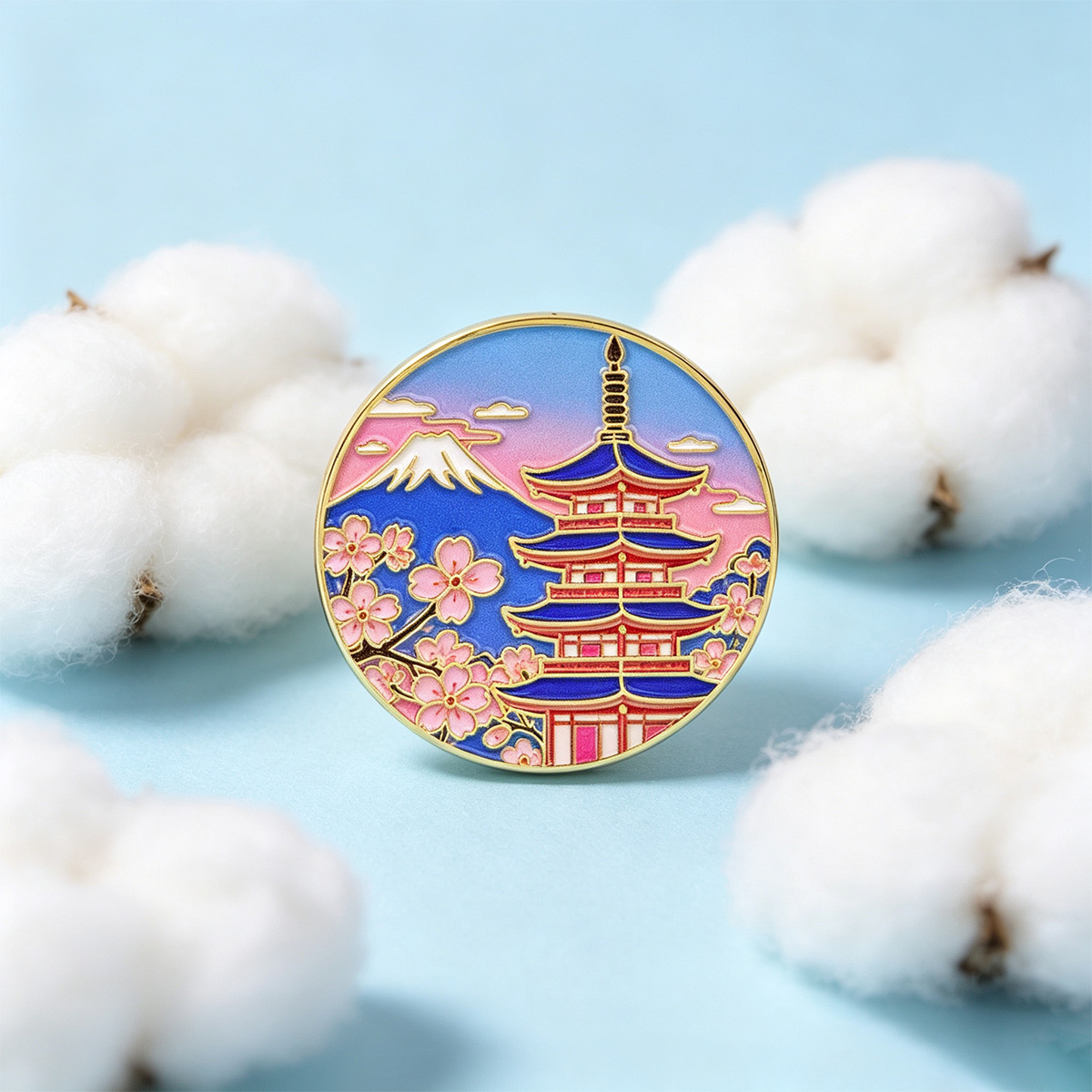 Travel Accessories Jewelry - دبوس مينا بتصميم زهرة الكرز اليابانية،