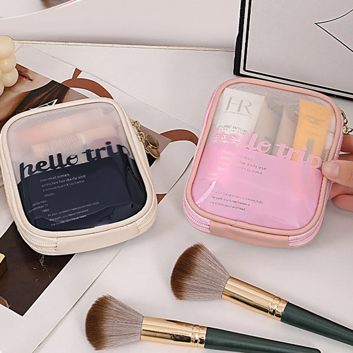 Travel Accessories Organizer Bag - حقيبة مستحضرات تجميل شفافة محمولة لتنظيم