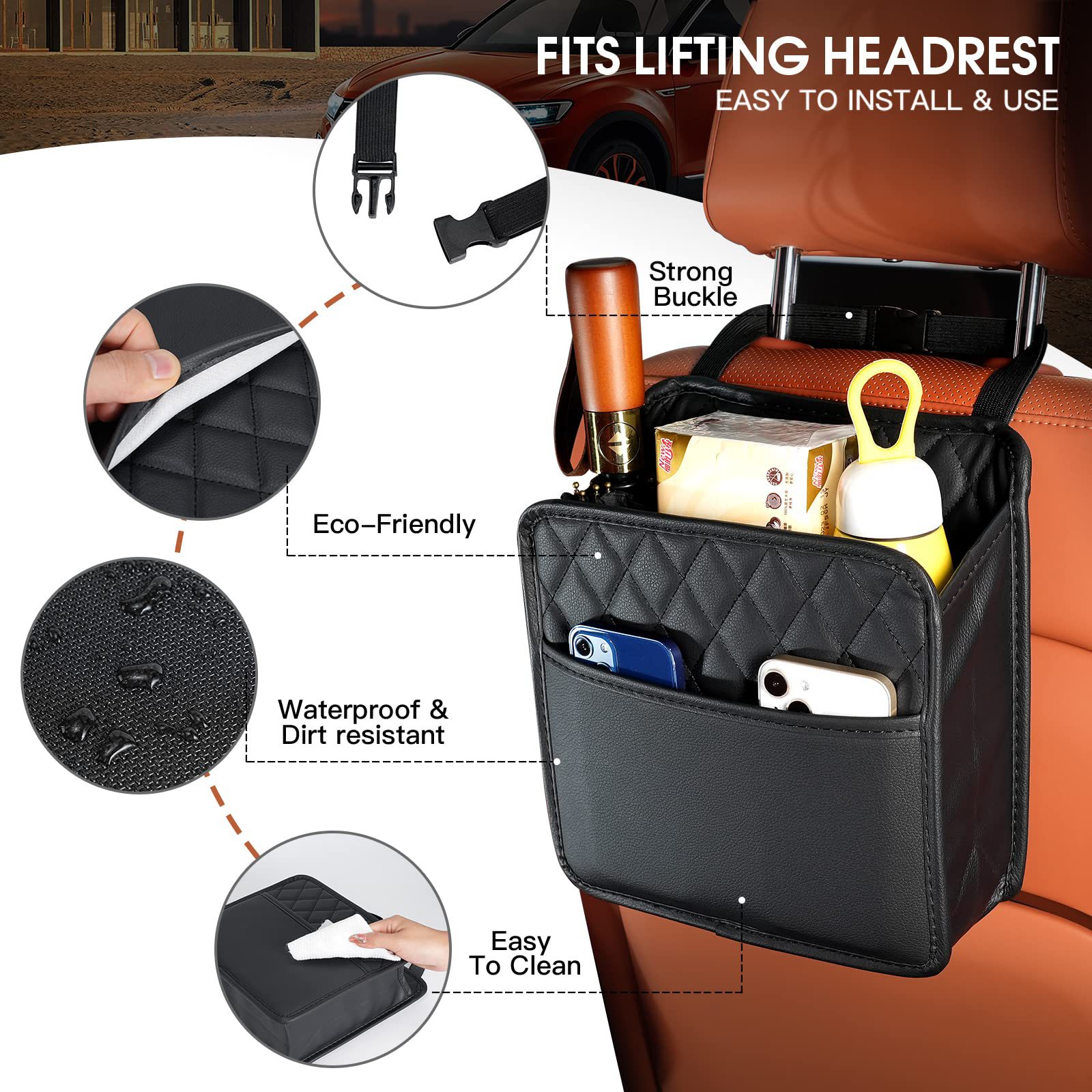 منظم خلفي لمقعد السيارة من الج - مراجعة Travel Accessories Organizer Bag وسعره