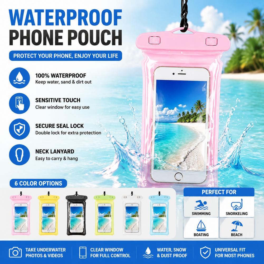 حافظة هاتف مقاومة للماء شفافة، - مراجعة Travel Accessories Case وسعره