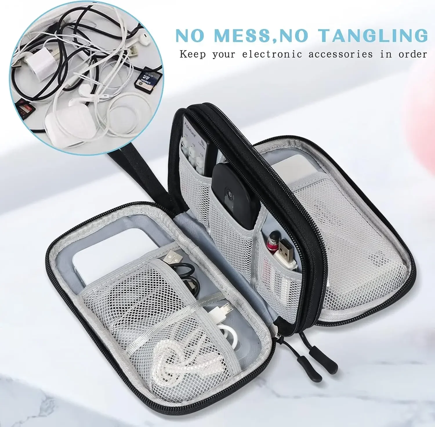 حقيبة كابلات للسفر، حقيبة تخزي - مراجعة Travel Accessories Organizer Bag وسعره